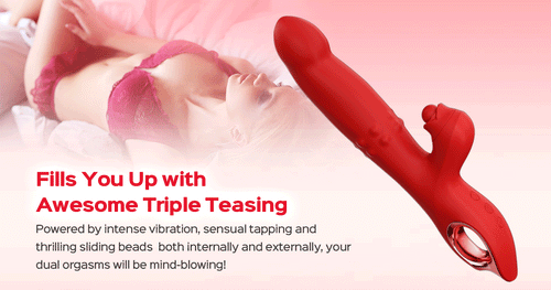 Tapping Rabbit Vibrator with Sliding Beads Ring 1 Bud rabbit tapping g