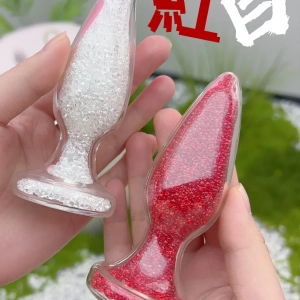 RED AND WHITE GLASS ANAL PLUG