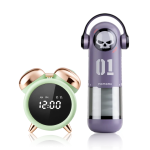Naughty Clock Green & Skull Man
